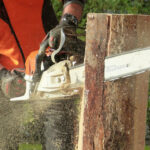 Benzin-Kettensäge Holz sägen